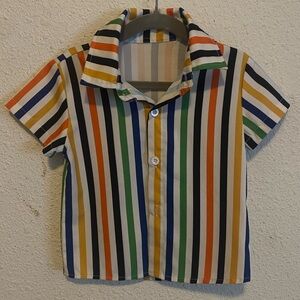 shein Toddler Boy Colorful Striped Button Up Shirt 1/2 Years